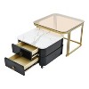 Wooakway 2-in-1 Square Nesting Coffee Table Stackable End Table Set with Wheels - 3 of 4