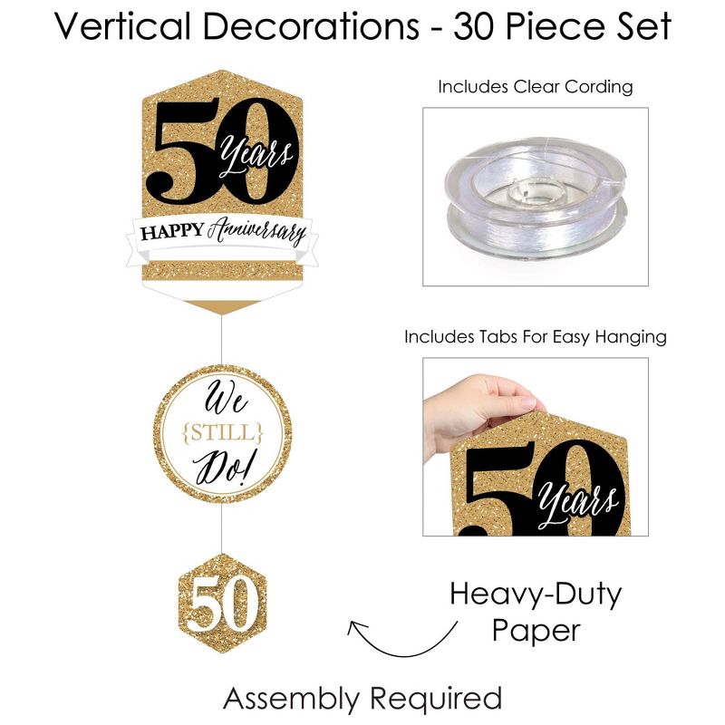Big Dot of Happiness We Still Do - 50th Wedding Anniversary - Anniversary Party DIY Dangler Backdrop - Hanging Vertical Decorations - 30 Pieces, 5 of 8