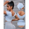 INSPIRE CHIC 3 Packs Women's U Neck Short Sleeve Deep V Back Shapewear Workout Tank Tops with Bulit in Bra - 3 of 4