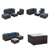 Outdoor 5-Piece Wicker Furniture Set, Seating Set with Tempered Glass Coffee Table, Chairs with Iron Frame and Polyester Cushions-Coolbibila - 4 of 4