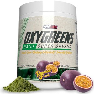 EHPlabs OxyGreens Super Greens Powder - Spirulina & Chlorella Superfood, Green Juice Powder & Greens Supplements, 30 Serves (Passionfruit) - 1 of 4