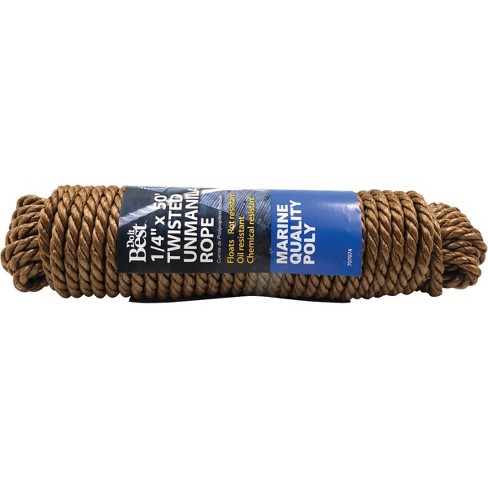 Do It Best 1/4 In. X 50 Ft. Natural Twisted Unmanila Polypropylene Packaged  Rope : Target