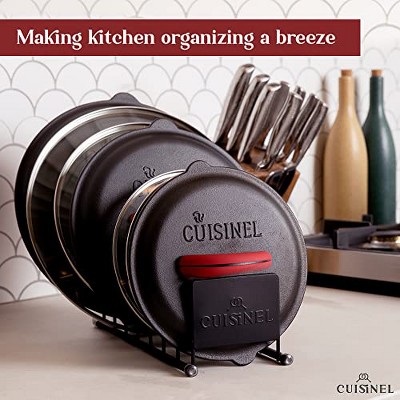Matte Black 7-Tier Metal Pot Lid and Dish Organizer Rack