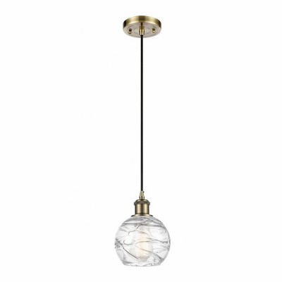 Athens Deco Swirl - 1 Light Cord Hung Mini Pendant In Industrial Style-8 Inches Tall and 6 Inches Wide