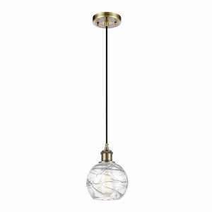 Athens Deco Swirl - 1 Light Cord Hung Mini Pendant In Industrial Style-8 Inches Tall and 6 Inches Wide - 1 of 1