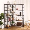 Industrial Bookcases and Bookshelves,5-Tiers Corner Bookshelf with Metal Frame,L-Shaped Shelf with Curved Panels, Open Display Storage Rack - 3 of 4