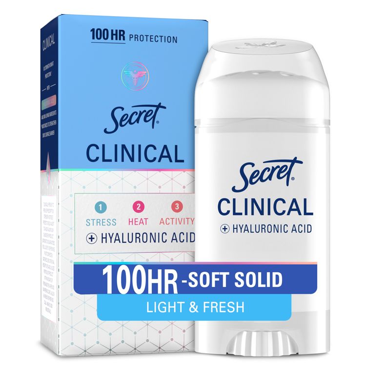 Secret Clinical 100HR Antiperspirant Deodorant for Women, Sweat & Odor Protection, Hyaluronic Acid, Soft Solid - Light&Fresh - 2.6 oz, 1 of 14