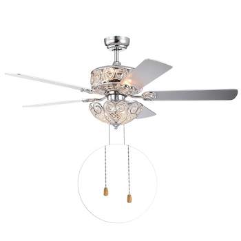 52 Led Metal Punched Triple Tiered Crystal Lighted Ceiling Fan Silver -  River Of Goods : Target