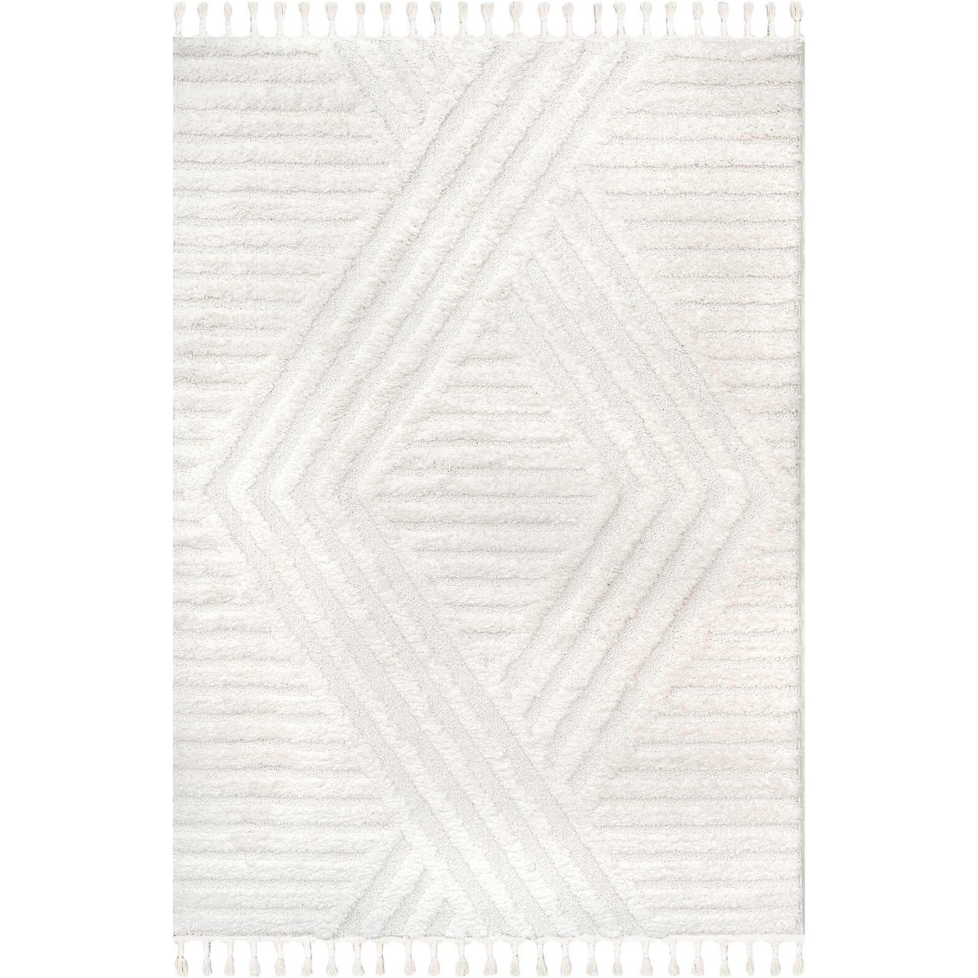 Nuloom Risette Geometric Shag Tassel Area Rug, 9' x 12', Ivory