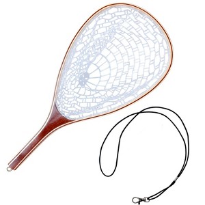 COZONY Fly Fishing Net with Soft Rubber Mesh & Wooden Handle, Lightweight Fish-Friendly Landing Net - 1 of 4