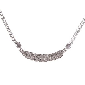 Anna-Kaci Women's Silver Tone Necklace with Braided Crystal Accents, Adjustable Chain, Sparkling and Elegant Design - Gold Leaf - 1 of 4