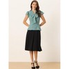 INSPIRE CHIC Women's Polka Dots Tie V Neck Flutter Cap Sleeve Blouse - 3 of 4