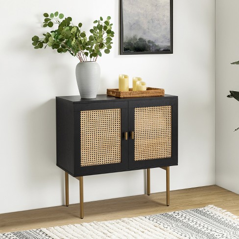 Tall black store accent cabinet