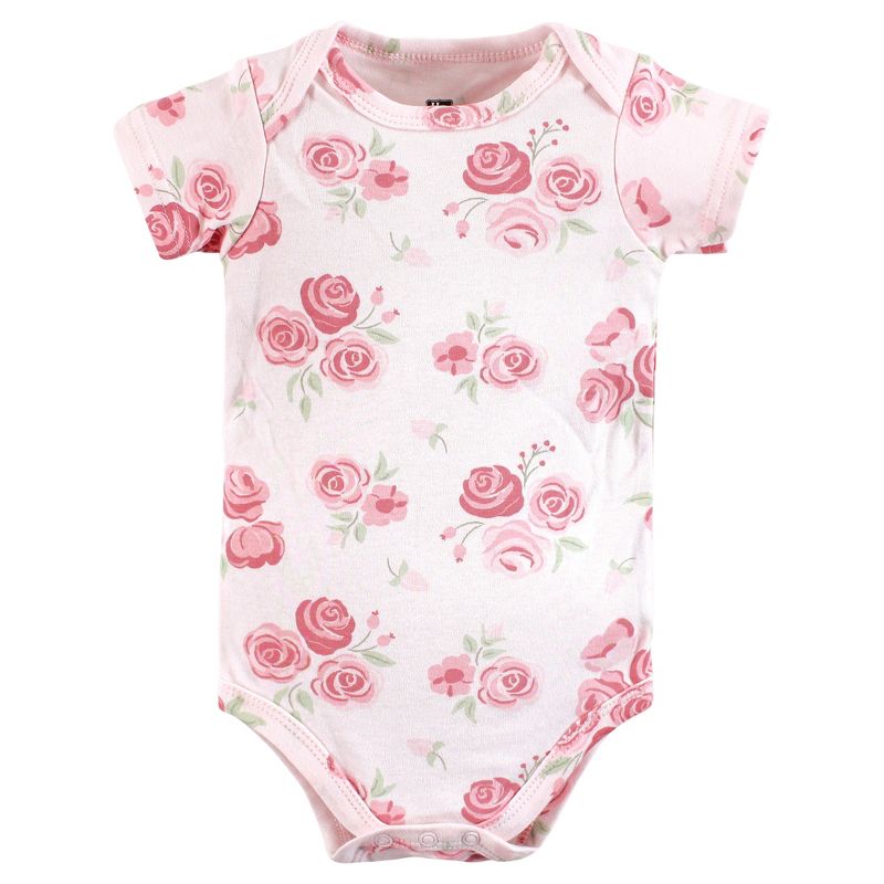 Hudson Baby Infant Girl Cotton Bodysuits, Blush Rose Leopard, 4 of 7