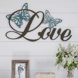Hastings Home Laser-Cut 3D Metal Cutout Love Decorative Wall Sign with Butterfly - Dark Brown/Teal Blue