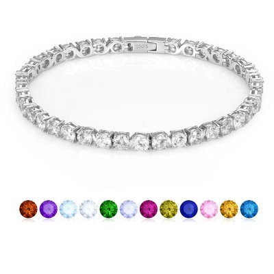 Molenia 18K White Gold Plated Birthstone Tennis Bracelet for Women, Hypoallergenic 925 Sterling Silver Jewelry Anniversary Birthday Gifts for Her