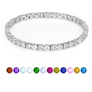 Molenia 18K White Gold Plated Birthstone Tennis Bracelet for Women, Hypoallergenic 925 Sterling Silver Jewelry Anniversary Birthday Gifts for Her - 1 of 4