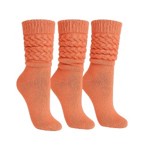 Women’s Slouch Socks Cotton Slouchy Knee-High Boot Socks 3 Pairs Scrunch Breathable Extra Long All-Season Comfort - 1 of 4
