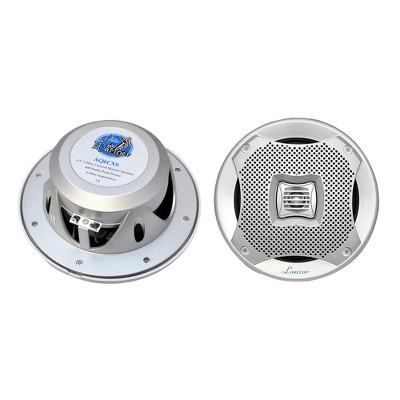 Photo 1 of Lanzar AQ6CXW 6.5 Inch 400 Watt 2 Way Dual Waterproof Outdoor Marine Boat Speakers with High Temperature Kapton Voice Coil, White (1 Pair)