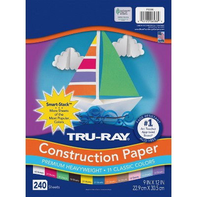 Tru-Ray Sulphite Construction Paper, 9 x 12 Inches, Assorted Colors, 240 Sheets