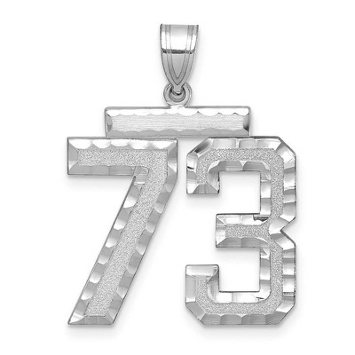 Black Bow Jewelry 14k White Gold, Varsity Collection, Large D/C Pendant, Number 73