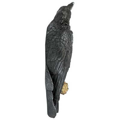 Charcoal Black Resin Raven Wall Sculpture, 20.2" Height