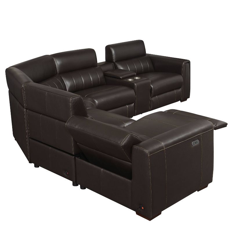 6pc Nara Dual Power Leather Reclining Sectional Sofas Espresso - Steve Silver Co., 6 of 12