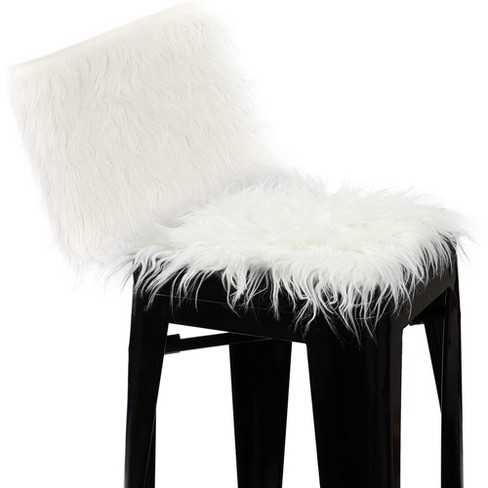 Luxury Faux Fur Chair Cover Seat Fluffy Cushion Soft Plush Square Area Rugs For Chair Or Sofa White Target