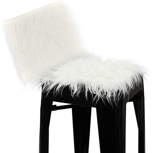 Luxury Faux Fur Chair Cover Seat Fluffy Cushion Soft Plush Square Area Rugs For Or Sofa White Target - Faux Sheepskin Bench Seat Covers