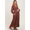 Pinkblush Brown Lace Detail Button Down Maternity Maxi Dress - 3 of 4