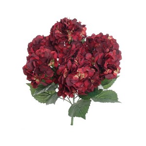 Floral Home 20" Burgundy Hydrangea Bush - 6-Piece - 1 of 4