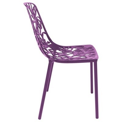 Devon Purple Aluminum Outdoor Dining Chair with Floral Design