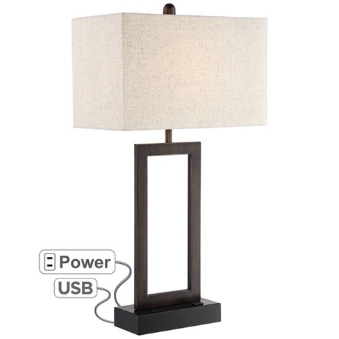 360 Lighting Modern Table Lamp With Usb, Contemporary Bronze Table Lamps