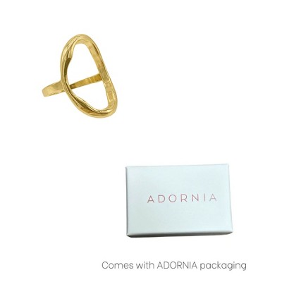 Adornia 14k Gold Plated Open Hammered Oval Ring - image 3
