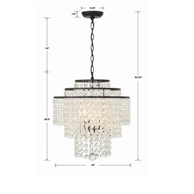 Gabrielle Cascading Crystal 4-Light Chandelier in Matte Black