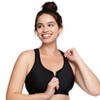 Glamorise Womens Zip Up Front-Closure Sports Wirefree Bra 9266 Black - 3 of 4