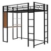 Twin Size Bed Metal Loft Bed With 2 Shelves, Desk, Guardrails, Ladder Twin Size House Bed Frame For Girls Boys No Box Spring Needed - 3 of 4