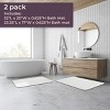 Bathroom Rug Set- 2-Piece Memory Foam Bath Mats-Wavy Microfiber Top-Non-Slip Absorbent Runner for Bathroom Kitchen by Hastings Home (White) - 4 of 4