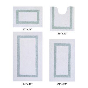Hotel 4 PC Bath Rug 100% Premium Cotton Tufted Weave Two Tone Reversible Bathroom Rug, Super Soft Absorbent, Machine Washable Bath Mat - 1 of 4