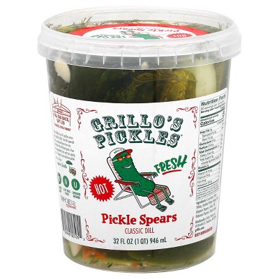 Grillo's Pickles Hot Italian Dill Spears - 32oz