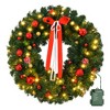 Slickblue Lighted Christmas Wreath, Battery Operated with Timer, Holiday Door Decor, Green, 36 Inch - 2 of 4