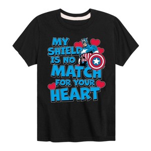 Boys' - Marvel - Captain America My Shield Valentine Short Sleeve Graphic T-Shirt - 1 of 4