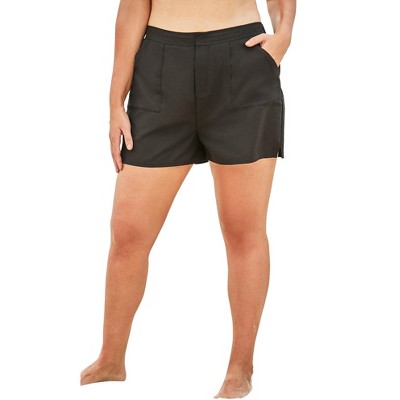 Swim 365 Women's Plus Size Cargo Swim Short With Built-In Brief