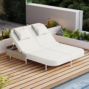 YOOCOZZ Iron & Rattan Frame Outdoor Daybed with 5-Position Adjustable Backrest - 1 of 4