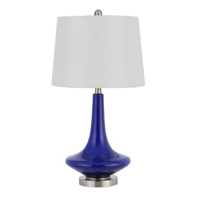 25.5" Kleve Glass Table Lamps with Taper Drum Hardback Shade Royal Blue - Cal Lighting