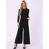 INSPIRE CHIC Women's Elegant Crew Neck Mesh Lace Sleeve Loose Wide Leg Romper - 4 of 4