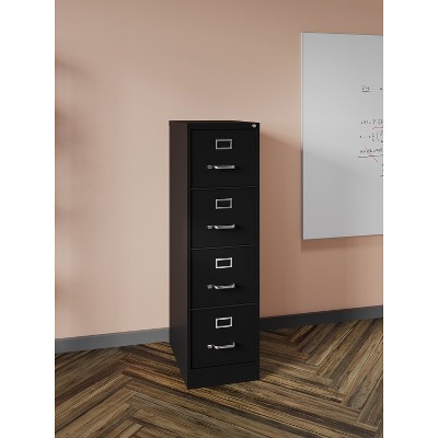 Black 52" 4-Drawer Lockable Vertical File Cabinet
