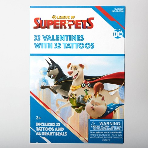 DC Super Pets 32ct Valentine's Day Classroom Exchange Cards with Tattoos - Paper Magic - image 1 of 3