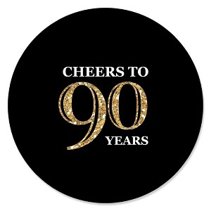 Big Dot of Happiness Adult 90th Birthday - Gold - Birthday Party Circle Sticker Labels - 24 Count - 1 of 4