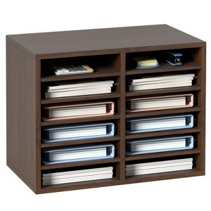 VEVOR Literature Organizers, 12 Compartments Office Mailbox with Adjustable Shelves, Wood Literature Sorter 20.4x12x16.1 inches, EPA Certified - 1 of 4